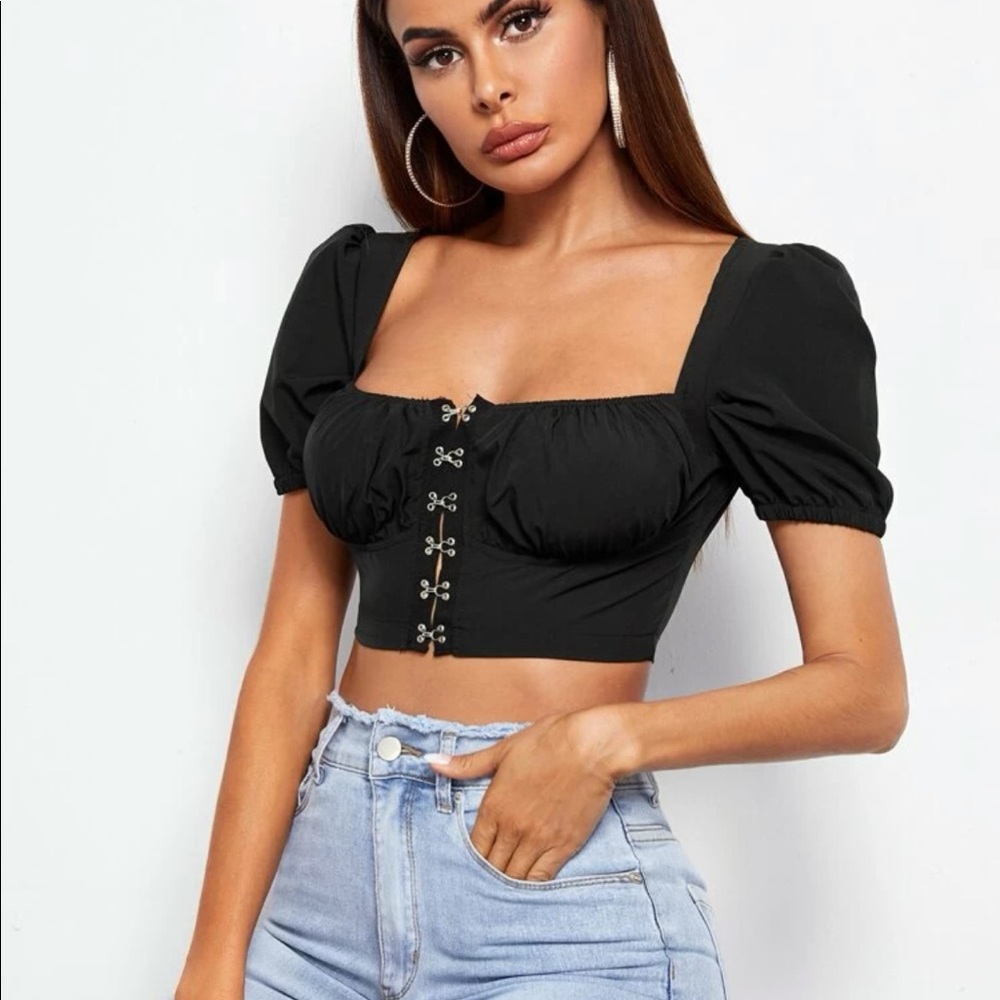 Puff Sleeve Crop Top - Picture 3 of 5
